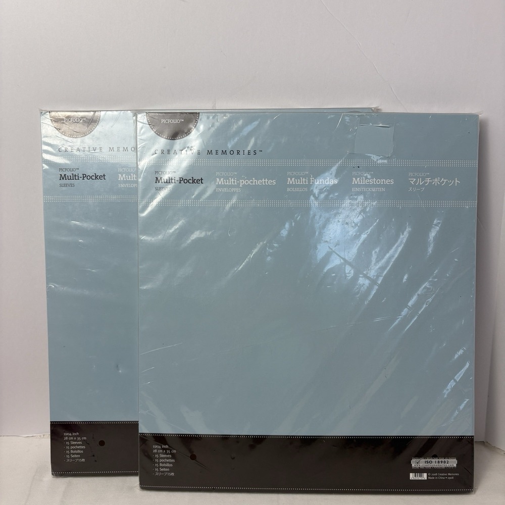 2 X Creative Memories Picfolio Multi-Pocket Sleeves 11x14- 15 sleeves- NIP-2008